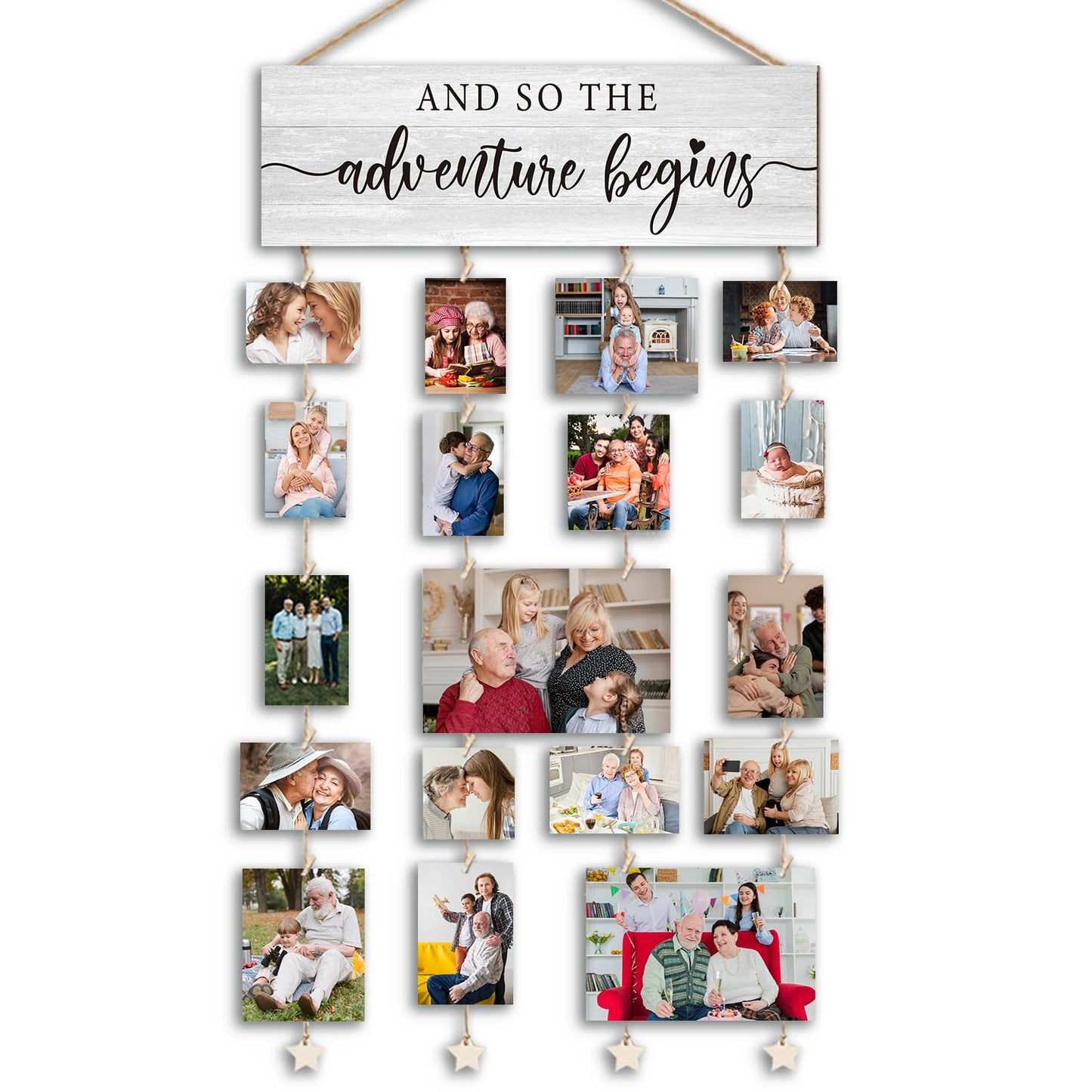 Orchroma Couple Picture Frames Collage Wall Decor,Engagement Wedding Picture Board,Engagement Gifts for Couples,Bridal Shower Decorations,Picture Hanging Kit,Hanging Photo Display with Clips