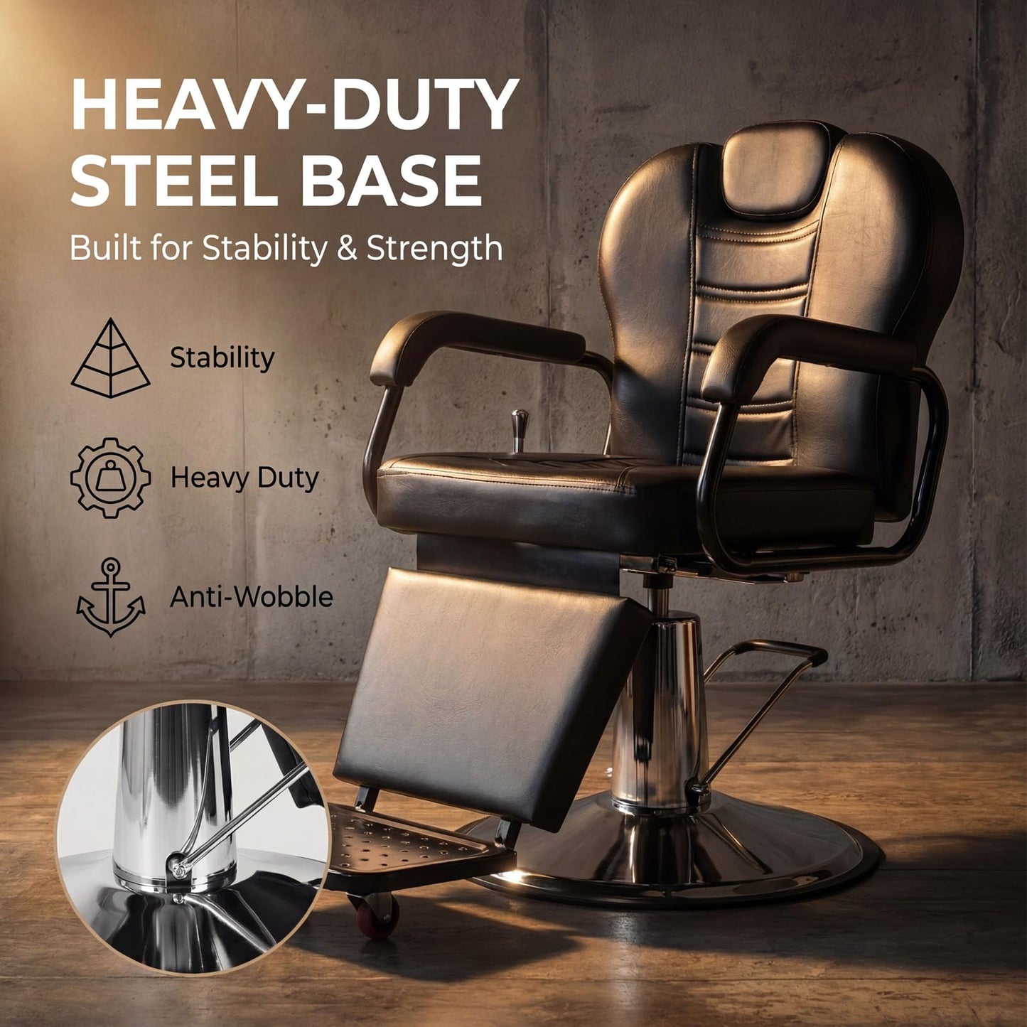 Artist hand Barber Chair, Reclining Salon Chairs for Hair Stylist, Heavy Duty Hydraulic Chair with Headrest and Footrest, 360 Degree Swivel with Lock, Spa Beauty Equipment, Black