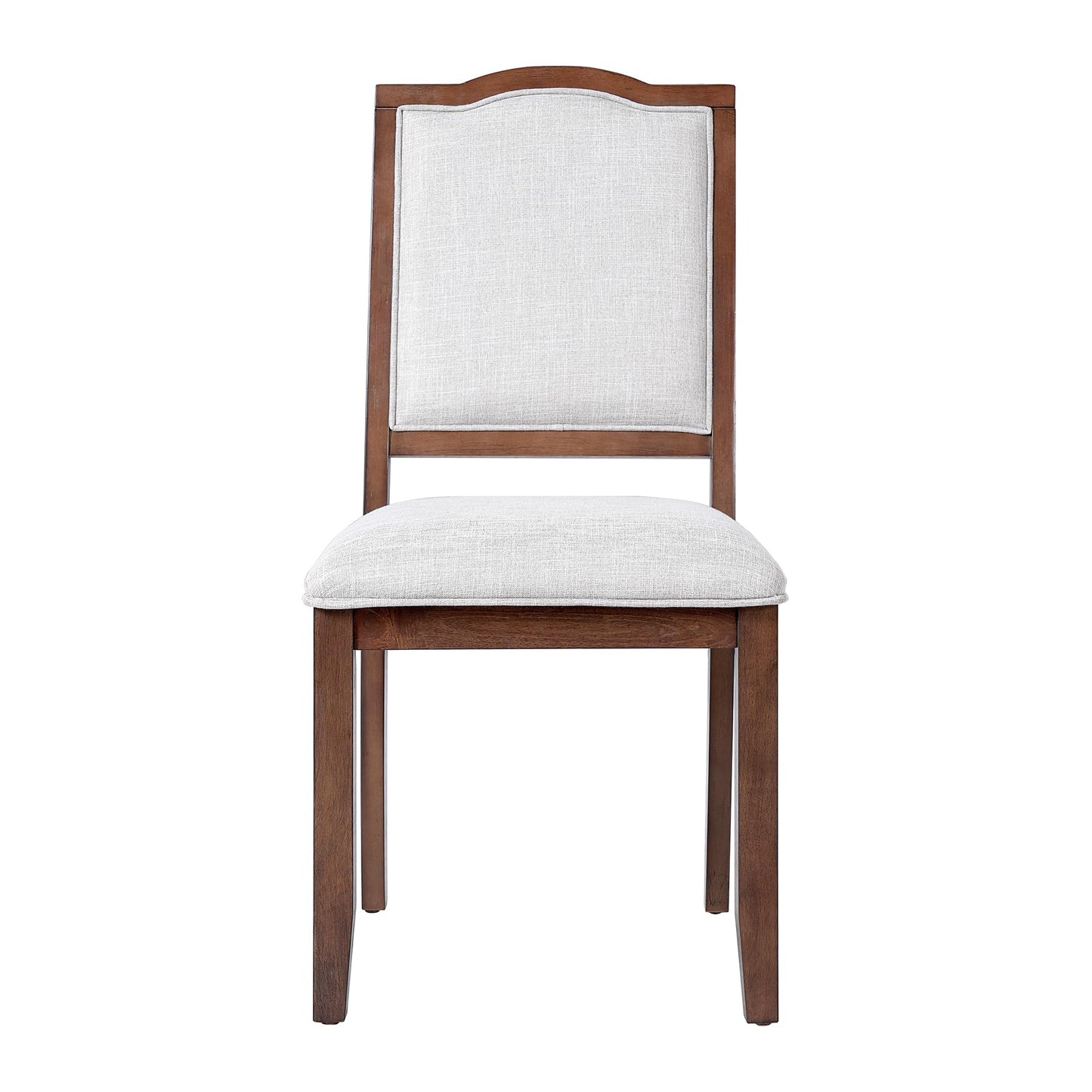 Ball & Cast Farmhouse Dining-Chairs Set of 4, High Back Wood Frame Dining Room Chair with Padded Seat, Modern Upholstered Kitchen Island Seating, 4 Pack Mid-Century Chairs, Cherry&Beige