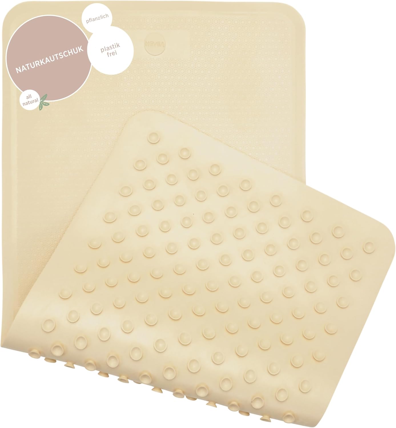 299 HEVEA Natural Rubber Big Bath Mat - Upcycled, Danish Design - Non Slip Bathtub Mat, Suction Cups - Safe