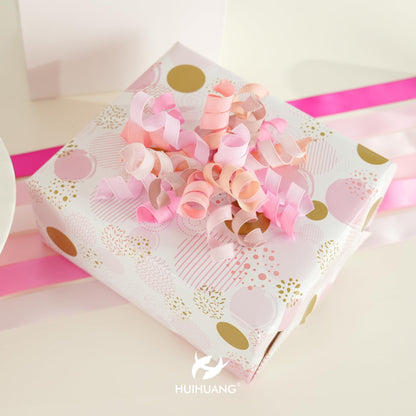 HUIHUANG Dusty Pink & Rose Bows for Gift Wrapping, Self-Adhesive Curly Ribbons for Presents, Wine Bottles, Treat Bags, Birthday & Wedding Favors - 6 Counts
