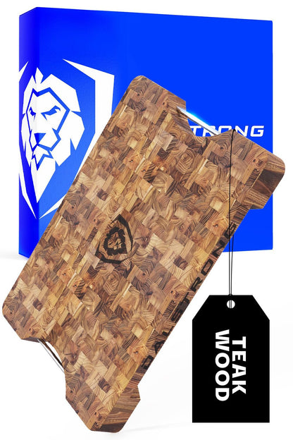 Dalstrong Massive XL Cutting Board - Lionswood End-Grain Teak - 25" x 18"-Steel Carrying Handles -Serving Board - Large Cutting Boards For Kitchen- eat Cutting Board-Two Sizes
