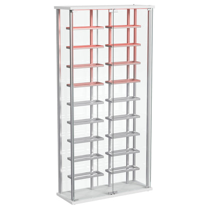 Coaster Home Furnishings Montara LED Tempered Glass Wine Storage Curio Cabinet, Modern Curio Bar Cabinet with Glass Doors and LED Strips, Chrome