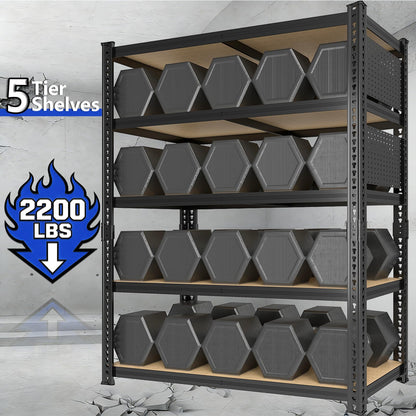 ZEUKMXOO 40''W Garage Storage Shelves, Storage Racks Shelving Units, Storage Shelves Heavy Duty, Adjustable Metal Shelves with 2 Pegboards for Basement, Warehouse, Pantry, Closet, Kitchen, 2200 LBS
