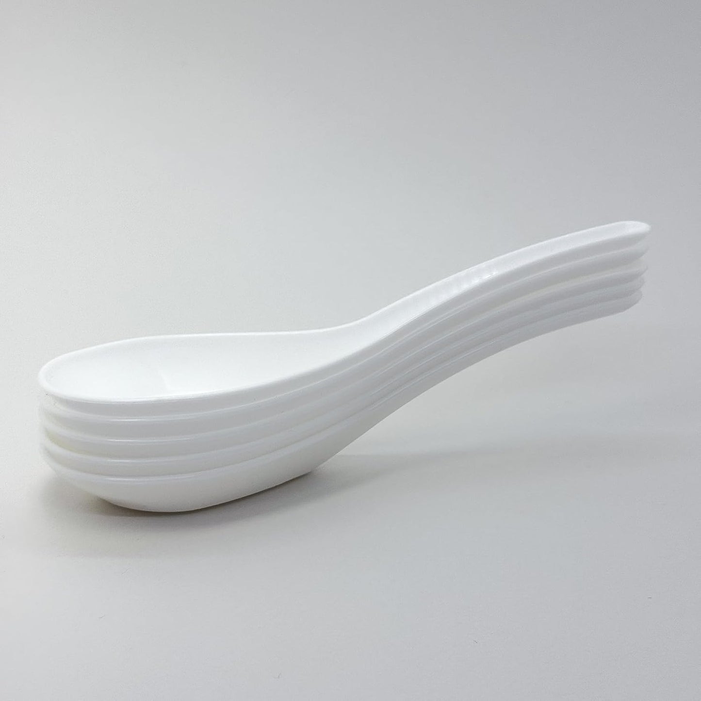 5 Pcs Reusable Plastic Chinese Soup Spoon for Ramen, Soup, Fried Rice, Heat Resistant, Unbreakable
