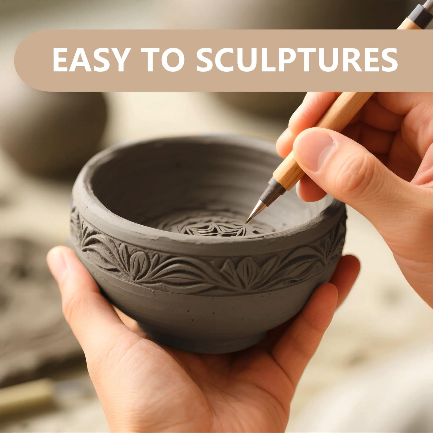 VIBRATITE Natural Air Dry Clay Bulk, 10LBs All-Purpose Modeling Sculpting Pottery Clay for Beginners and Professional (Gray)