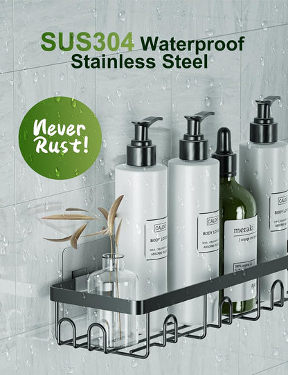 GVY Shower Caddy 5 Pack, Adhesive Organizer Bathroom Shelves, Rustproof Storage for Home Decor, No Drilling Shower