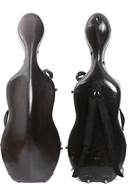 yinfente Carbon Fiber Cello Case 4/4 Full Size Hard Shell With Lock & Backpack Straps,Wheels 4.5 kg Lightweight Hard Case for Student Black