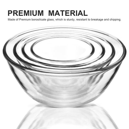 M MCIRCO Glass Mixing Bowls with Lids, 4 Packs Glass Bowl Set, Nesting Bowls for Meal Prep, Food Storage, Bowls For Cooking, Baking, BPA-Free, 0.8/1.7/2.9/4.8 Qt
