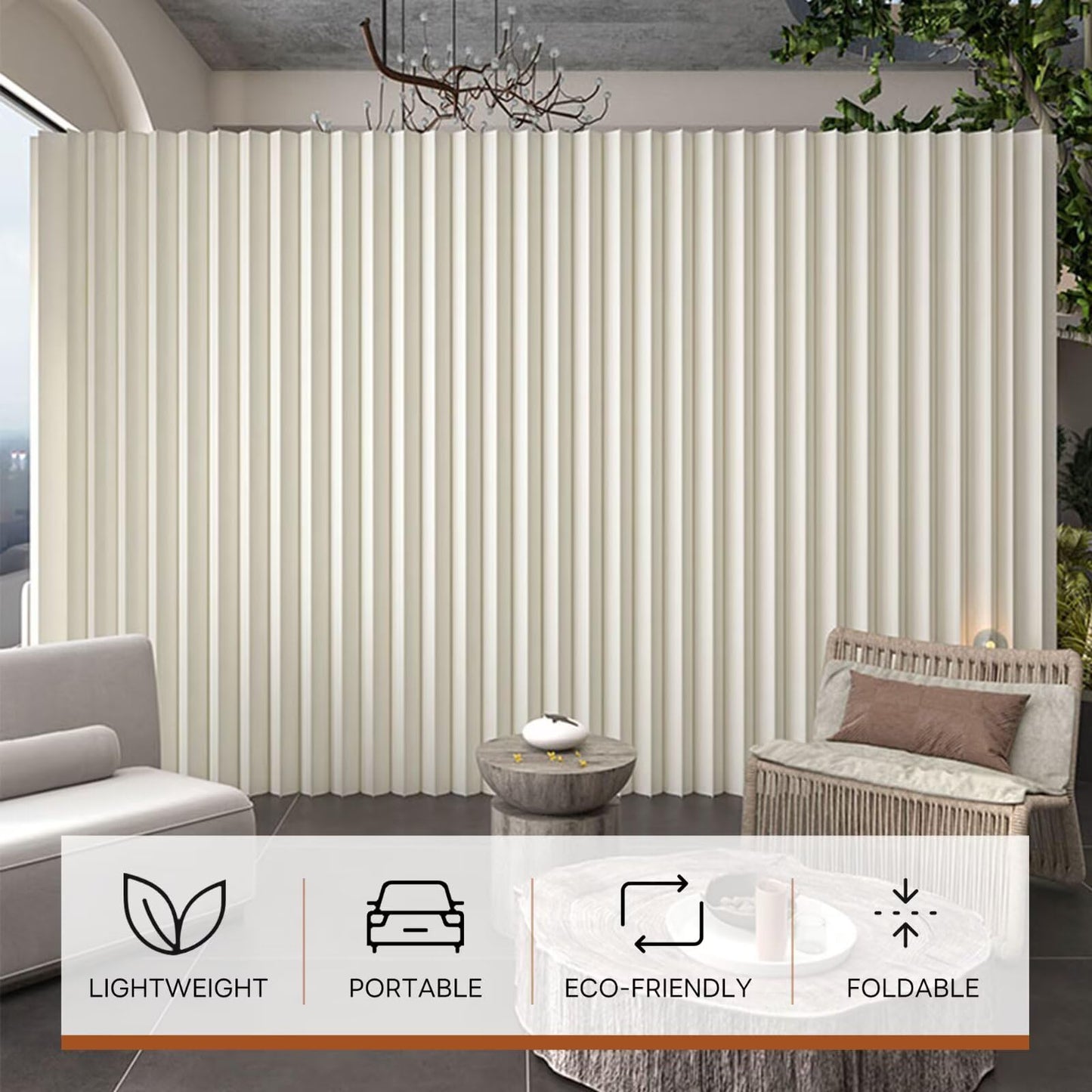 Folding Room Divider, Adjustable Privacy Divider, Portable Paper Room Partition, Foldable Wall Dividers for Room Separation, Decorative Privacy Screen for Home Dorm Office Studio Exhibition Store