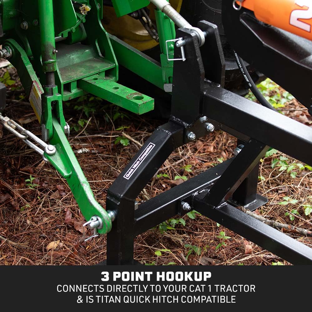Titan Attachments 3 Point 25 Ton Hydraulic Log Splitter for Cat 1 Tractors, Horizontal & Vertical Wood Splitter, 2,500 PSI Max Pressure, Splits Logs up to 25" x 8.5", Auto Return Valve