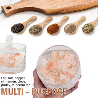Maxistal Clear Salt Cellar with Lid, 7oz Crystal Glass Salt Box Salt and Pepper bowls, Salt Container Holder for Kitchen, Storage Container for Candies, Coffee, Sugar