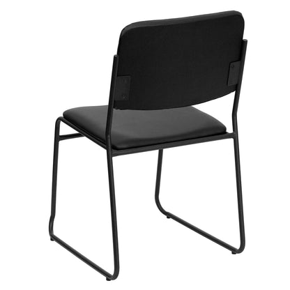 Flash Furniture 4 Pk. HERCULES Series 1000 lb. Capacity High Density Black Vinyl Stacking Chair with Sled Base