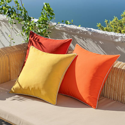 Woaboy Set of 2 Fall Outdoor Waterproof Pillow Covers, 16x16 Inch Burnt Brick Decorative Throw Pillow Covers
