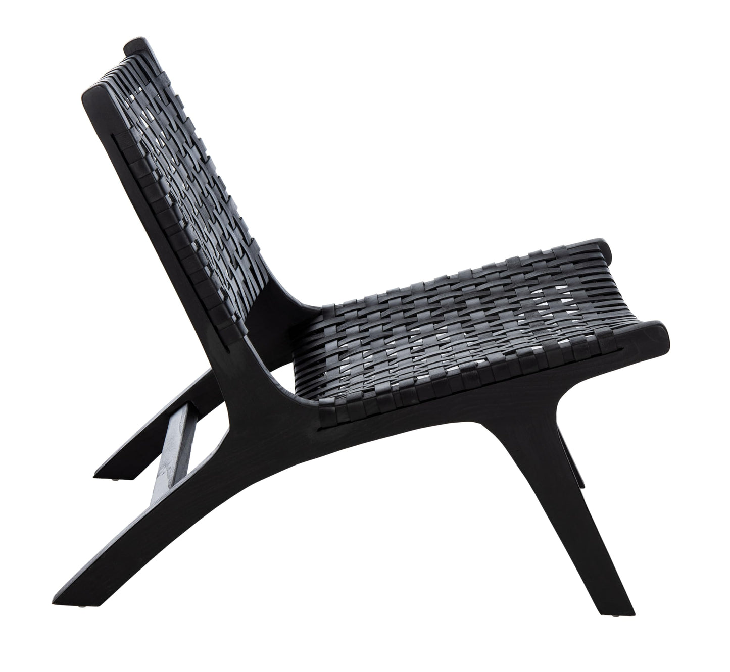 Safavieh Home Luna Black and Black Leather Woven Accent Chair