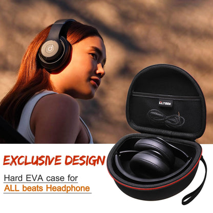 Headphone Case Compatible with Beats Studio Pro/Solo 4 / Studio 3 / Solo 3 / Picun B8 / BERIBES/JLab JBuds Lux ANC Wireless Bluetooth Noise Cancelling Headphones, Black(Case Only)