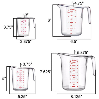 Amazing Abby - Melissa - Plastic Measuring Cups (4-Piece Set), Food-Grade Measuring Jugs, 1/2/4/8-Cup Capacity, Unbreakable, Stackable, Dishwasher-Safe, Great for Oil, Vinegar, Flour, and More