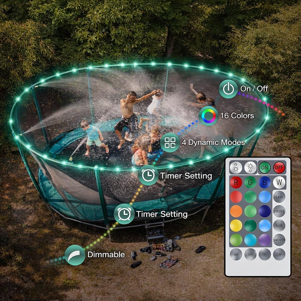 53Ft 160 echosari Rope Lights Outdoor Battery Operated, LED Rope String Lights Colors Changing with Remote Timer