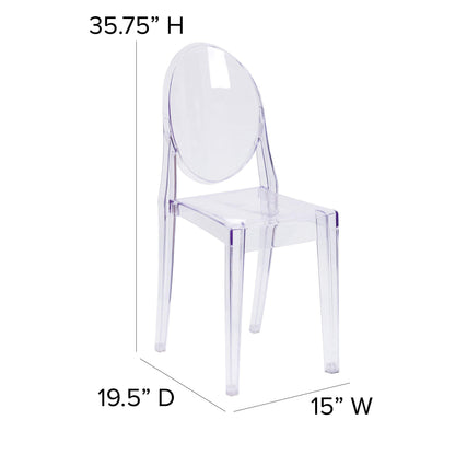Flash Furniture Murray Indoor/Outdoor Ghost Accent and Dining Chairs, Stackable Transparent Restaurant Chairs, Set of 4, Transparent Crystal