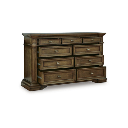 Signature Design by Ashley Thoridan Traditional 9-Drawer Dresser with Safety Stop and Anti -Tipping, Dark Brown