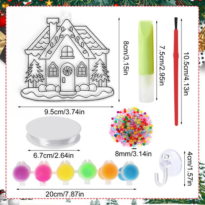 Nlicrst 32 Sets Christmas Suncatchers Ornaments Decorations DIY Window Paint Art Christmas Craft Kits DIY Santa Snowman Sun Catchers for Xmas Activities Art Project