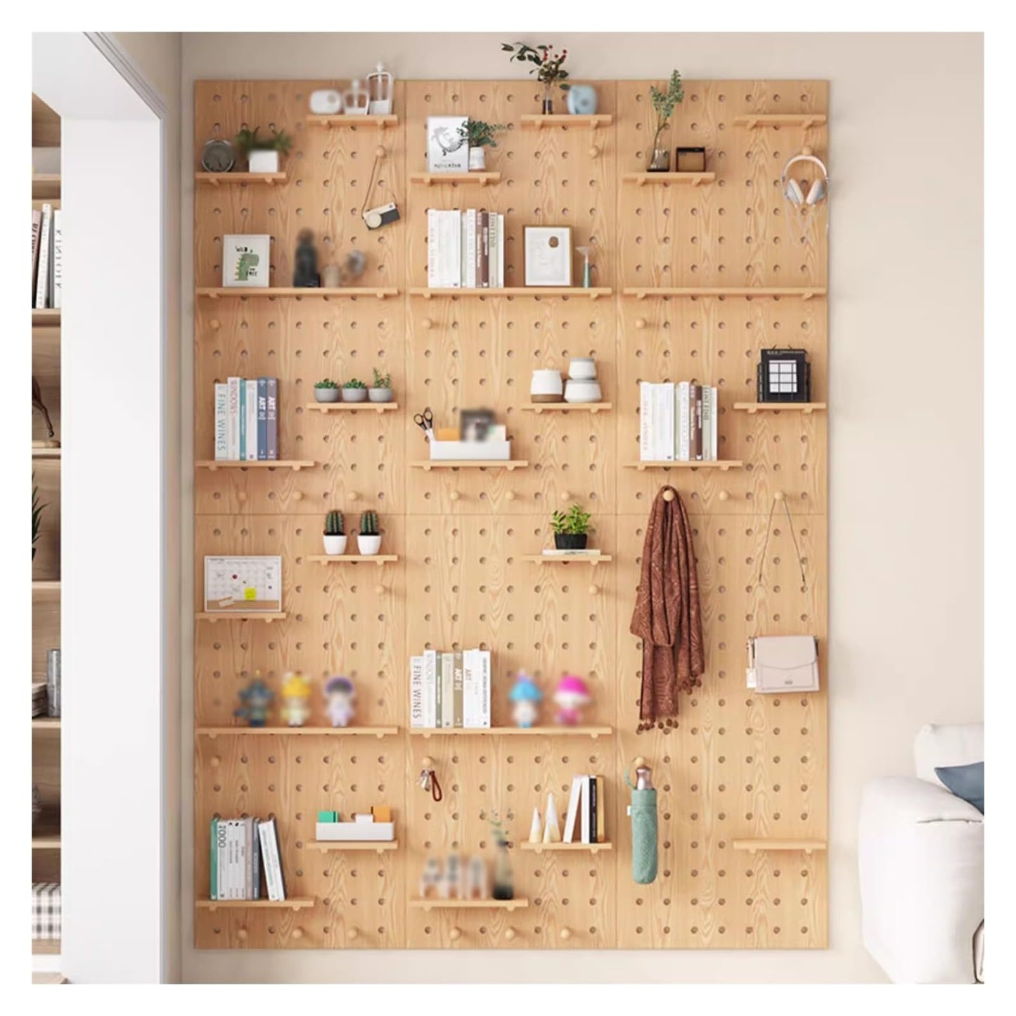 Grid Display Rack Grid Panel for Retail Display Floor Standing Flat Panel Display Stand，Pegboard Panels,Wooden Pegboard Shelves,Wall Mount Display Peg Boards Kit,Pegboard Wall Organizer Pegb