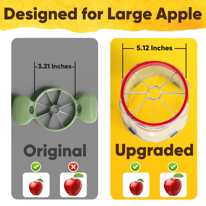 Newness 5.12-Inch Apple Slicer - 8 Slices, Ultra-Safe & Heavy-Duty Stainless Steel Extra Large Apple Cutter, Upgraded Cut Apples All The Way Through, with Transparent Bowl