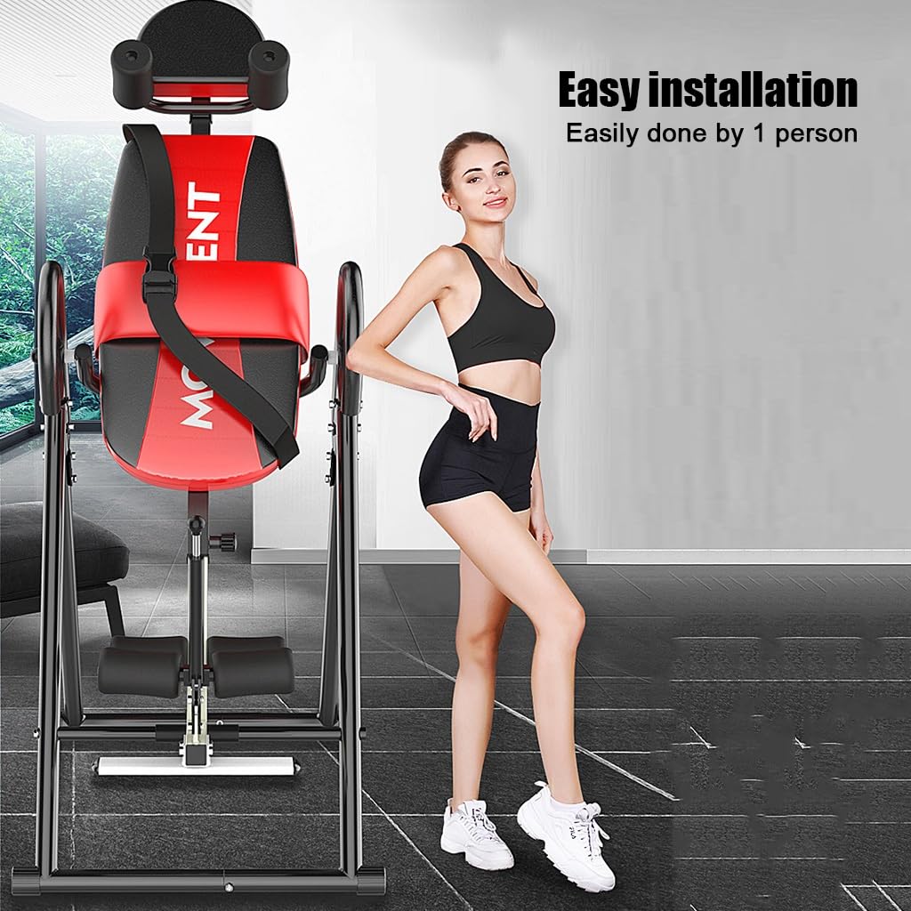 RIEJIN Heavy Duty Inversion Table 330 lbs Capacity with Adjustable Protective Belt Inversion Table for Back Pain Relief Updated