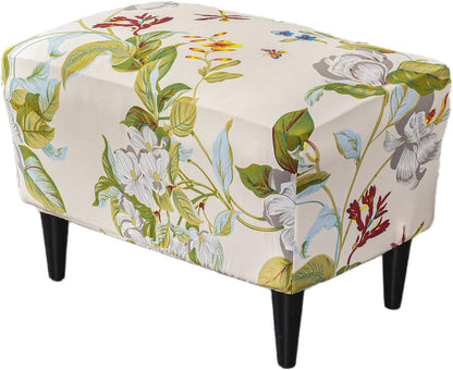 Cover,34 Stretch Ottoman Cover Ottoman Cover Slipcovers Rectangle Footstool Cover Printed Footstool Cover Ottoman