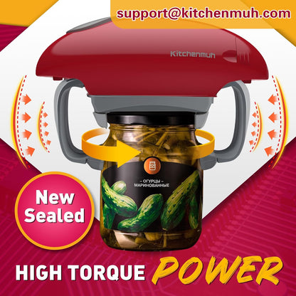 Higher Torque Electric Jar Opener for Seniors - Automatic Jar Opener for Weak Hands, Battery Operated, Red