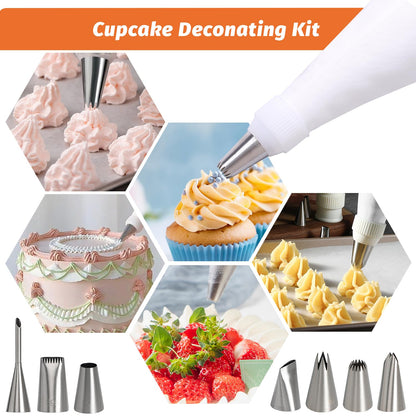 Reusable Cotton Piping Bags and Tips Set- 9pcs Frosting Piping Kit Cupcakes, Cookies Durable Cotton Exterior, Easy to Clean, Eco-Friendly Baking Kit for Home Bakers & Chefs