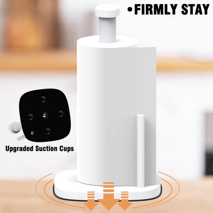 Standing Paper Towel Holder for Countertop, Stainless Steel with Weighted Base and Suction Cups for Kitchen and Bathroom