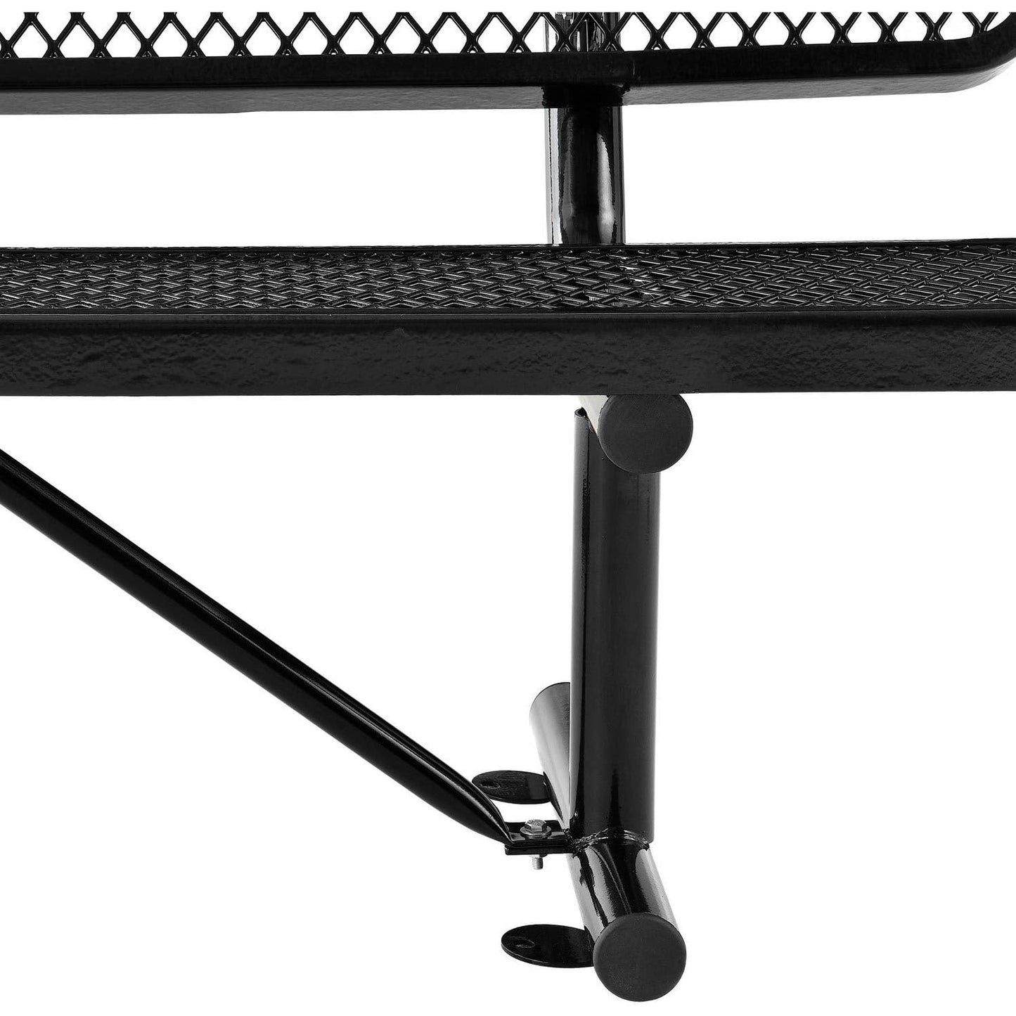 Global Industrial 6'L Heavy Duty Expanded Metal Mesh Bench with Backrest with Steel Frame, Portable Outdoor Bench, 1000 lbs Capacity, Black, 72" L x 24" W x 33" H