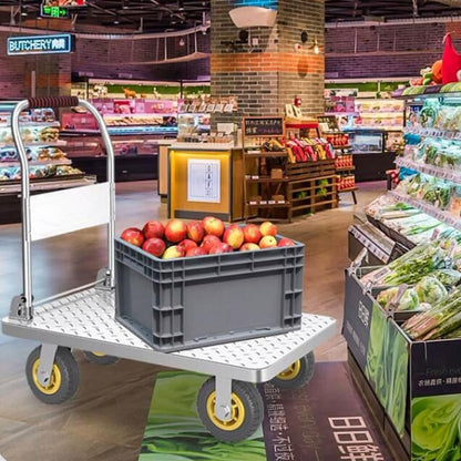 Heavy Duty Foldable Garage Platform Truck Flatbed Dolly Cart with 360° Swivel Wheels Ideal for Moving Groceries Warehouse and Garage Use