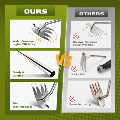 LOOHOI Weed Puller Tool, Heavy-Duty Stainless Steel Weeding Tool with Extendable Handle, Portable Garden Weed Removal Tool for Vegetable Gardening Backyard Farm Planting & Weeding
