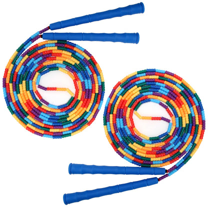 Coolrunner 16 FT Long Jump Rope(2 PACK), Double Dutch Jump Ropes, Soft Beaded Skipping for Kids Adults, Plastic Segmented Long Enough for 4-5 Jumpers