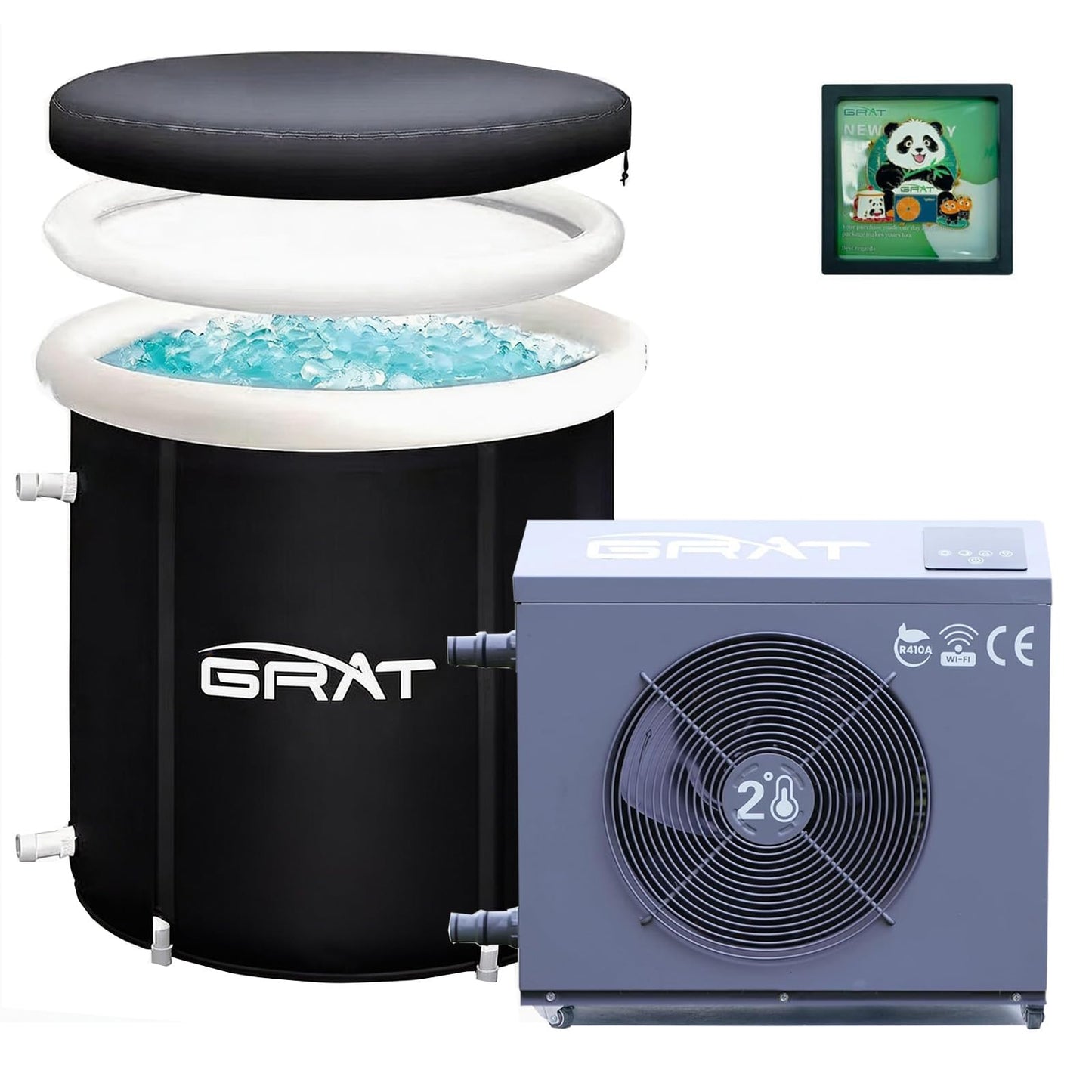 GRAT 1.5HP Cold Plunge Chiller 88 Gallon Ice Bath Tub, 10500BTU Portable WiFi Cold Water Immersion Tub, Water Treatment Kit, Wheels & Backpack for Athletes, Home Gym & Outdoor Use, Cools to 36°F