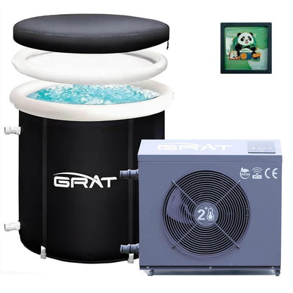 GRAT 1.5HP Cold Plunge Chiller 88 Gallon Ice Bath Tub, 10500BTU Portable WiFi Cold Water Immersion Tub, Water Treatment Kit, Wheels & Backpack for Athletes, Home Gym & Outdoor Use, Cools to 36°F