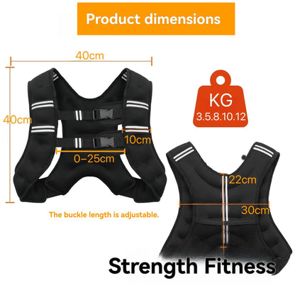 Weighted Vest with Reflective Strips for Fitness Training Workout, Strength Training, Running, Muscle Building, Weight Loss, Weightlifting (20lb Lycra fabric)