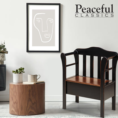 Peaceful Classics Bench with Storage - Small Wooden Storage Bench for Entryway, Hallway, Mudroom, Farmhouse, Bedroom, & Living Room, Amish Handmade Furniture Storage Organizer, Black