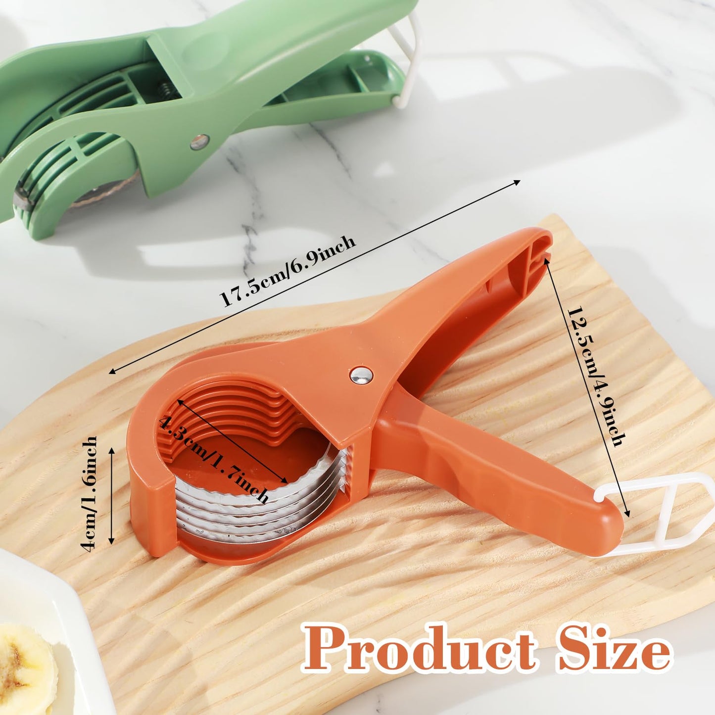 Lanties 2 Pcs Food Manual Slicer Fruit and Vegetable Cutter Stainless Steel Banana Slicer with ABS Handle for Quickly Making Fruit Vegetable Salad