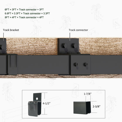 DIYHD 24FT Exterior Double Sliding Barn Door Hardware,Heavy Duty Wall Mount Box Track Kit for Outdoor Use,MAX Load 330lbs,Kit to Hang 2 Doors(Fit 72" X 2 Door)