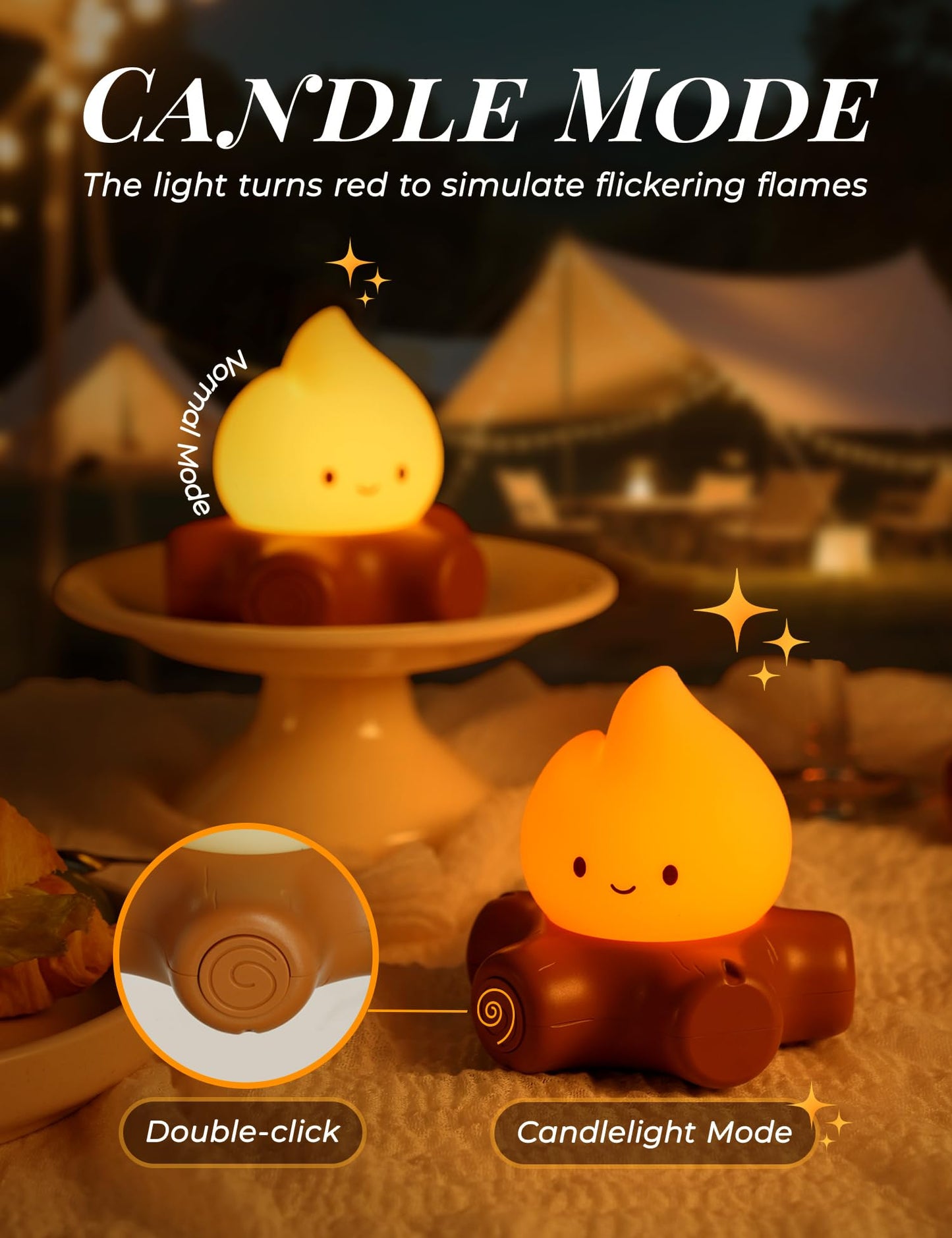 Cute Ghost Campfire Lamp, Halloween Decor,Kids Night Light，Adjustable Dimmable Rechargeable Night Light for Kids, Girls, Boys Gifts,Halloween,Christmas Decorations