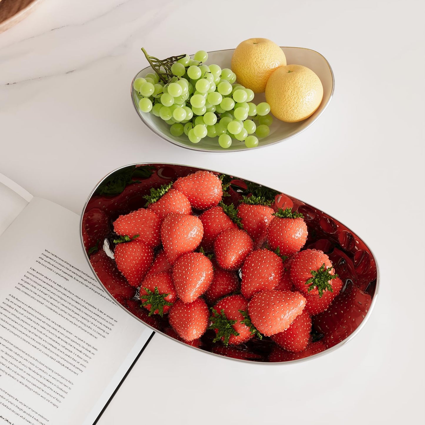 Acliys Fruit Bowl, 3 Tier Ceramic Fruit Basket, Serving Stand Serving Bowl with Metal Rack, Porcelain Kitchen Bowls for Fruit and Vegetable Storage Snack Nuts Dessert Cake Tray for Party Wedding