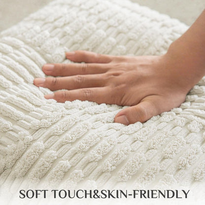 Softalker Spring 18x18 Throw Pillow Covers Cream, Set of 2 Soft Corduroy Boho Textured Modern Pillow Cases, White Decorative Cushion Covers for Couch Patio Living Room Sofa Easter Gift, Beige