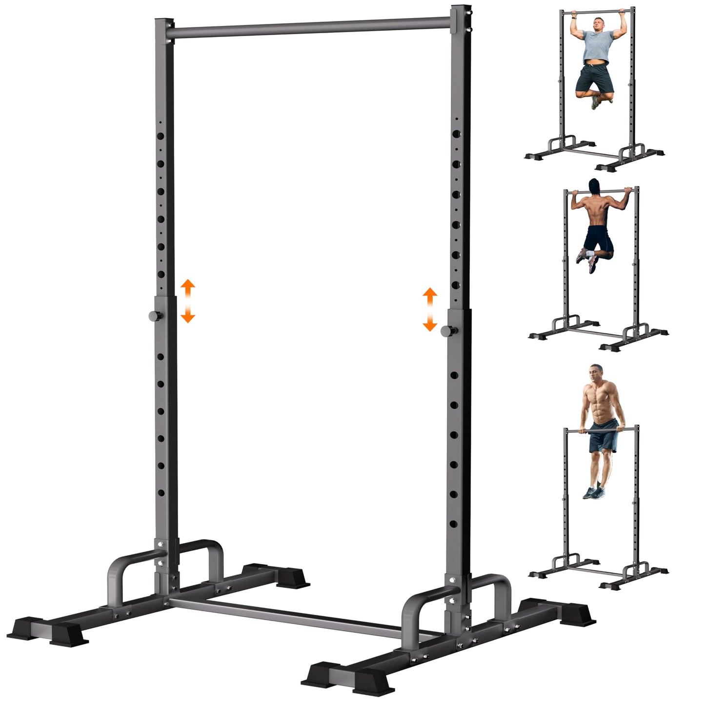 HWOOUSA Pull Up Station, Adjustable Pull Up Bar Free Standing Power Racks, Multifunctional Heavy Duty Steel Pull Up Tower, For 2×2" with 1″ Hole Size Squat Rack Accessories, Support 600 LBS Capacity