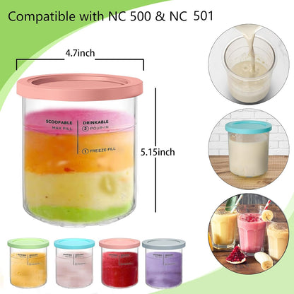 4 Pack,Compatible 11-in-1 NC501 NC500 Maker,24oz Replacement for Creami Deluxe Pints and Lids with Ninja Creami Series