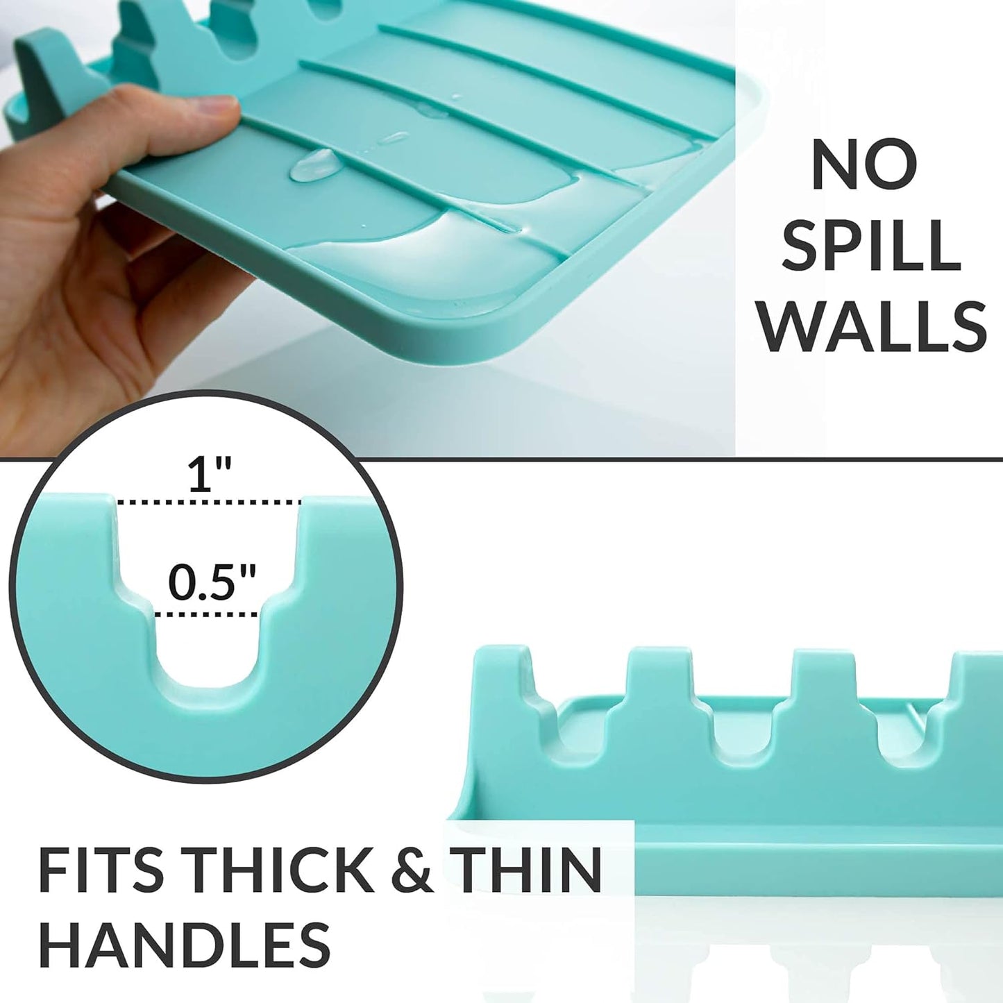 Silicone Spoon Rest for Multiple Utensils, Heat Resistant with Drip Pad, BPA-free Spoon Rest for Kitchen Counter