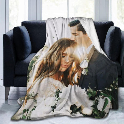 QETXVI 40"x 50" Custom Blanket with Photos Text Customized Blanket Personalized Flannel Throw Blankets for Adult Kid