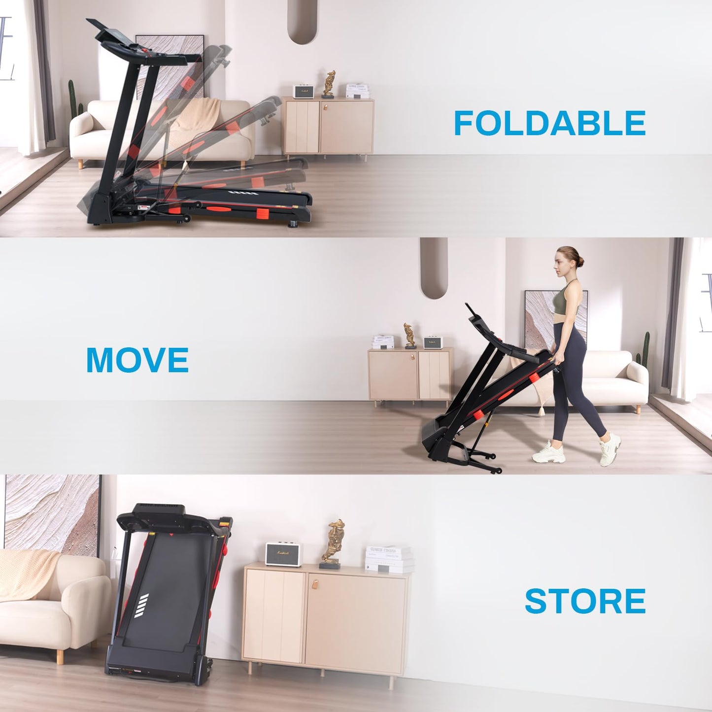 ATEEDGE Treadmills for Home, 15% Auto Incline, 0.5-10 MPH, 18" Belt, 3 HP, 350lb Capacity, Foldable, Bluetooth App